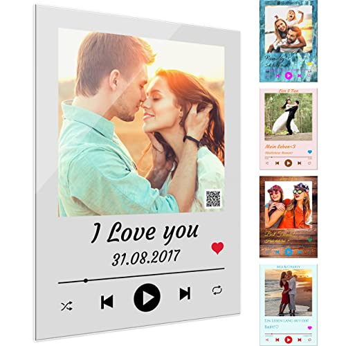 Ein einzigartiges Geschenk für Frauen und Männer: Personalisiertes Song Cover Musik Bild aus echtem Glas oder Acrylglas mit Ihrem Wunschfoto und Text!