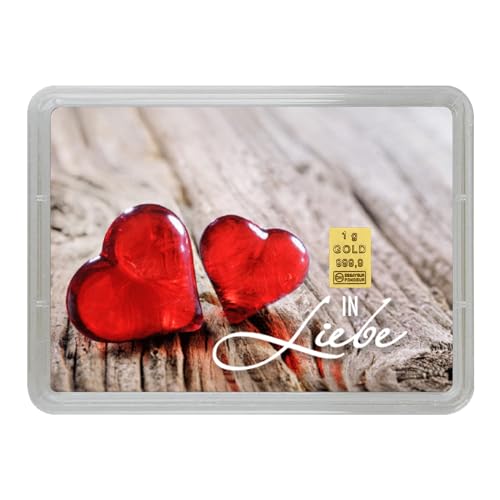 Verschenke liebevoll verpacktes Feingold 999,9 in der exklusiven Geschenk Motivbox "In Liebe von Herzen" - die perfekte Geschenkidee!