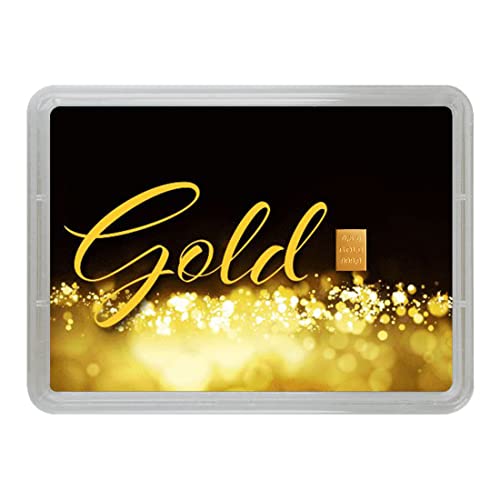 Goldstücke 24 - Goldbarren als Geschenk in Motivbox “Gold statt Geld” - Feingold 999,9 (0,5 Gramm Gold)